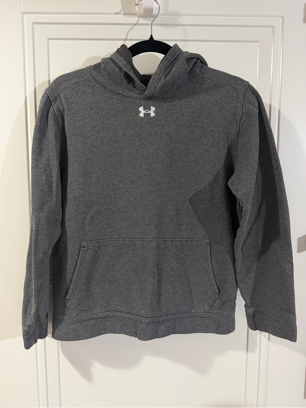 Under Armour Boys Gray Crewneck Hoodie with White Logo YL